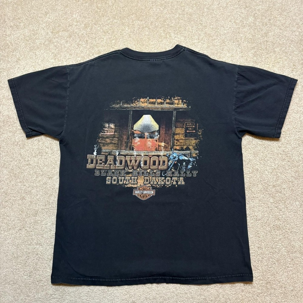 Vtg Harley-Davidson Shirt Mens Large‎ Black Deadwood Black Hills Rally 2006 SD - Picture 3 of 10